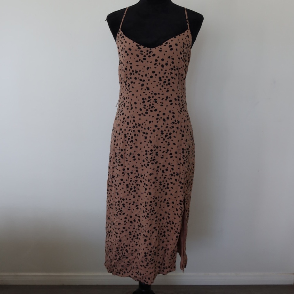 Abercrombie & Fitch Spotted Tan Midi Dress